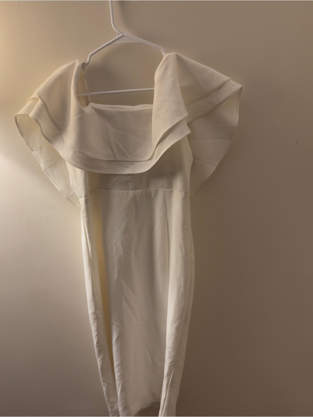 Bardot Cream Strapless Ruffle Overlay Dress